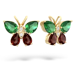 Lab Emerald Butterfly 14K Yellow Gold earrings E2215