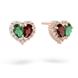 Lab Emerald Halo 14K Rose Gold earrings E7008