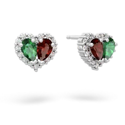 Lab Emerald Halo 14K White Gold earrings E7008