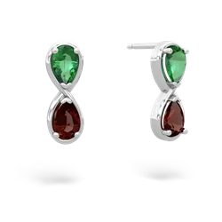 Lab Emerald Infinity 14K White Gold earrings E5050