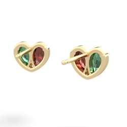 Lab Emerald 'Our Heart' 14K Yellow Gold earrings E5072
