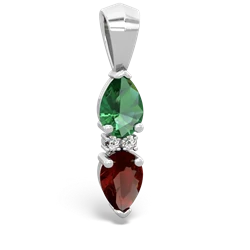 Lab Emerald Bowtie Drop 14K White Gold pendant P0865