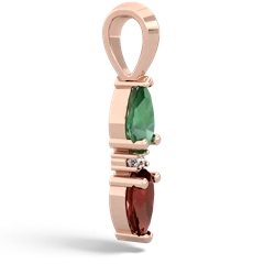 Lab Emerald Bowtie Drop 14K Rose Gold pendant P0865