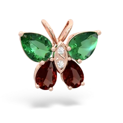 Lab Emerald Butterfly 14K Rose Gold pendant P2215