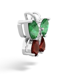 Lab Emerald Butterfly 14K White Gold pendant P2215