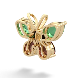 Lab Emerald Butterfly 14K Yellow Gold pendant P2215