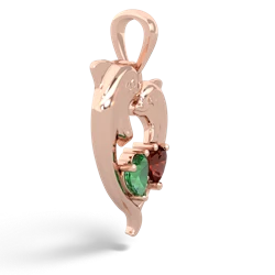 Lab Emerald Dolphin Heart 14K Rose Gold pendant P5820