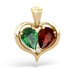 Lab Emerald Two Become One 14K Yellow Gold pendant P5330