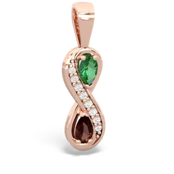 Lab Emerald Diamond Infinity 14K Rose Gold pendant P5390