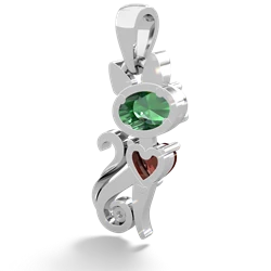 Lab Emerald Kitten 14K White Gold pendant P5780