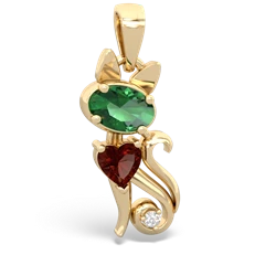 Lab Emerald Kitten 14K Yellow Gold pendant P5780