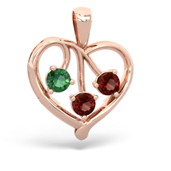 Lab Emerald Glowing Heart 14K Rose Gold pendant P2233