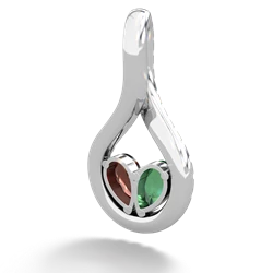 Lab Emerald Pave Twist 'One Heart' 14K White Gold pendant P5360