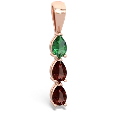 Lab Emerald Dew Drops 14K Rose Gold pendant P2251