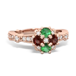 Lab Emerald Sparkling Tiara Cluster 14K Rose Gold ring R26293RD