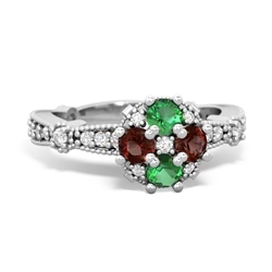 Lab Emerald Sparkling Tiara Cluster 14K White Gold ring R26293RD