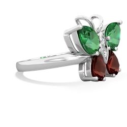 Lab Emerald Butterfly 14K White Gold ring R2215