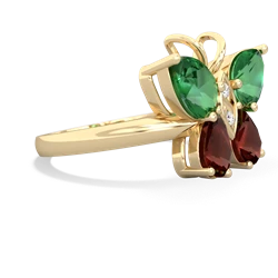 Lab Emerald Butterfly 14K Yellow Gold ring R2215