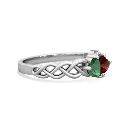 Lab Emerald Heart To Heart Braid 14K White Gold ring R5870