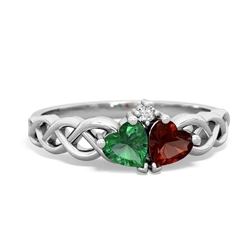 Lab Emerald Heart To Heart Braid 14K White Gold ring R5870