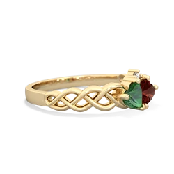 Lab Emerald Heart To Heart Braid 14K Yellow Gold ring R5870