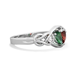 Lab Emerald Celtic Love Knot 14K White Gold ring R5420