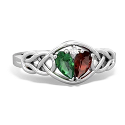 Lab Emerald Celtic Love Knot 14K White Gold ring R5420