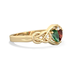 Lab Emerald Celtic Love Knot 14K Yellow Gold ring R5420