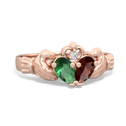 Lab Emerald 'Our Heart' Claddagh 14K Rose Gold ring R2388