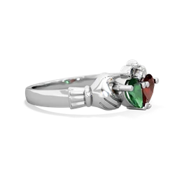 Lab Emerald 'Our Heart' Claddagh 14K White Gold ring R2388