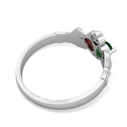 Lab Emerald 'Our Heart' Claddagh 14K White Gold ring R2388