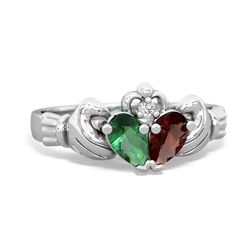 Lab Emerald 'Our Heart' Claddagh 14K White Gold ring R2388