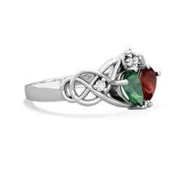 Lab Emerald 'One Heart' Celtic Knot Claddagh 14K White Gold ring R5322