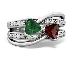 Lab Emerald Bowtie 14K White Gold ring R2360