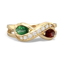 Lab Emerald Diamond Infinity 14K Yellow Gold ring R5390