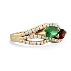 Lab Emerald Diamond Rivers 14K Yellow Gold ring R3070