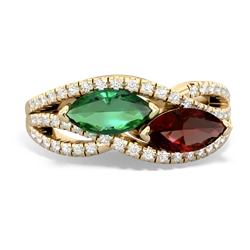 Lab Emerald Diamond Rivers 14K Yellow Gold ring R3070