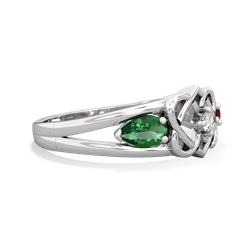 Lab Emerald Hearts Intertwined 14K White Gold ring R5880