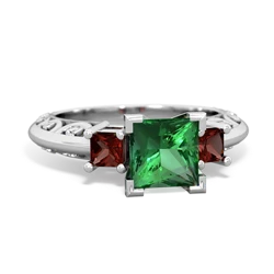 Lab Emerald Eternal Embrace Engagement 14K White Gold ring C2001