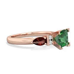 Lab Emerald 6Mm Princess Eternal Embrace Engagement 14K Rose Gold ring C2002