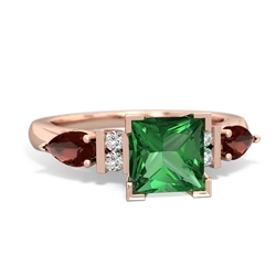 Lab Emerald 6Mm Princess Eternal Embrace Engagement 14K Rose Gold ring C2002