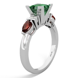 Lab Emerald 6Mm Princess Eternal Embrace Engagement 14K White Gold ring C2002