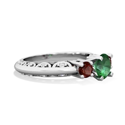 Lab Emerald Art Deco Eternal Embrace Engagement 14K White Gold ring C2003