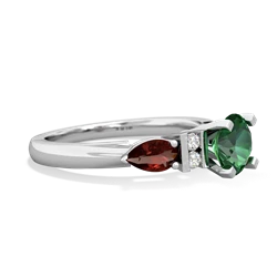 Lab Emerald 6Mm Round Eternal Embrace Engagement 14K White Gold ring R2005