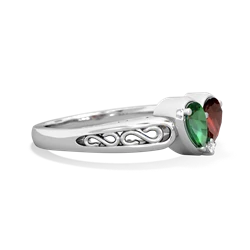 Lab Emerald Filligree 'One Heart' 14K White Gold ring R5070