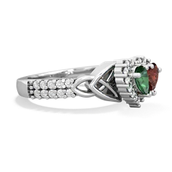 Lab Emerald Celtic Knot Two Hearts As One 14K White Gold ring R2644HRT