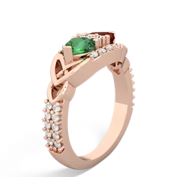 Lab Emerald Sparkling Celtic Knot 14K Rose Gold ring R2645