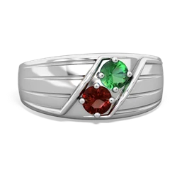 Lab Emerald Men's Streamline 14K White Gold ring R0460