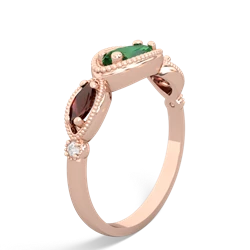 Lab Emerald Milgrain Marquise 14K Rose Gold ring R5700