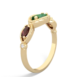 Lab Emerald Milgrain Marquise 14K Yellow Gold ring R5700